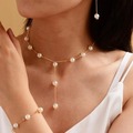 欧美跨境韩版时尚甜美OL优雅珍珠简洁气质项链耳环手链套装批发