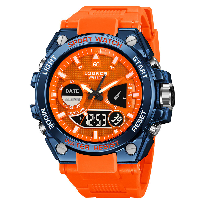 LOQNCE nuevo 98006 reloj de pulsera deportivo de moda nocturna multifuncional deportivo impermeable cronógrafo electrónico reloj de hombre