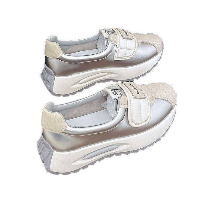 Zapatos de mujer con suela gruesa para aumentar la altura, novedad de primavera 2026, transpirables, con velcro, deportivos, de tacón alto, casuales y versátiles.