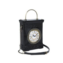 新款创意异形女包个性复古手提斜挎包配真时钟小方包锁扣潮流包