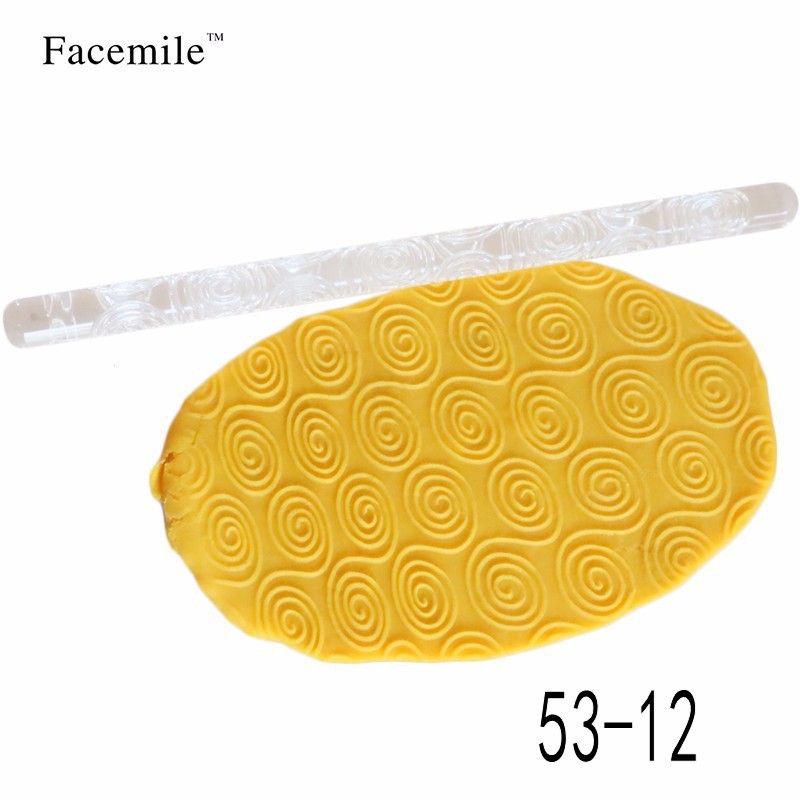 Una variedad de acrílico antiadherente transparente fondant impresión rodillo acrílico tallado rodillo en relieve rodillo image 16