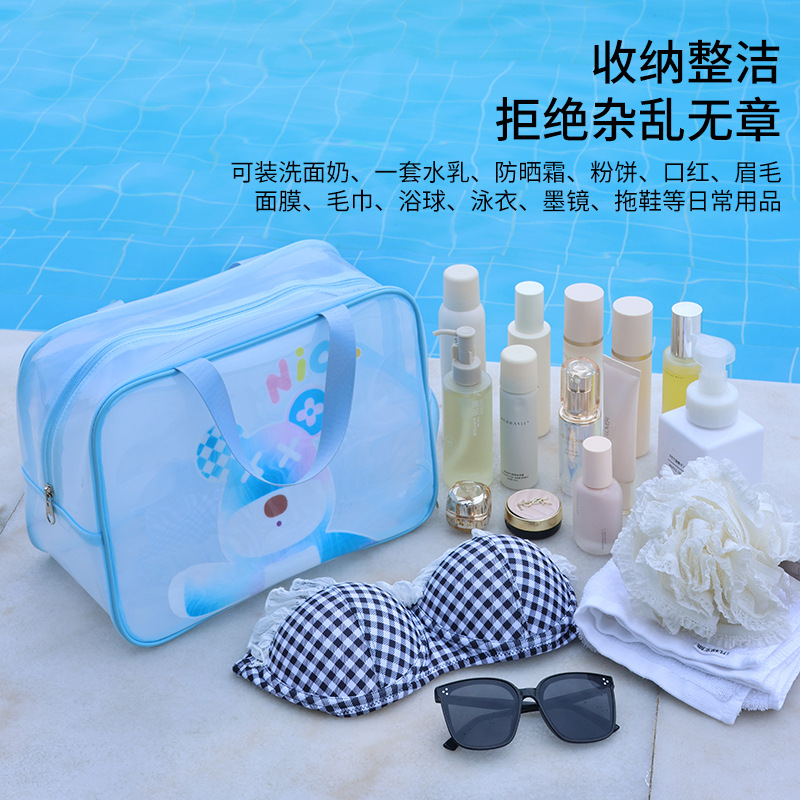 Bolsa de cosméticos de gran capacidad para mujer bolsa de playa de dibujos animados transparente Portátil Bolsa de natación impermeable bolsa de lavado bolsa de almacenamiento