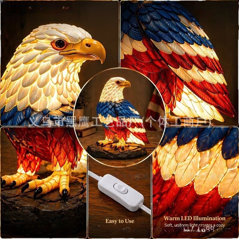 Cross-Border New Product American Flag Color Eagle Table Lamp Independence Day Eagle Lamp Ornament