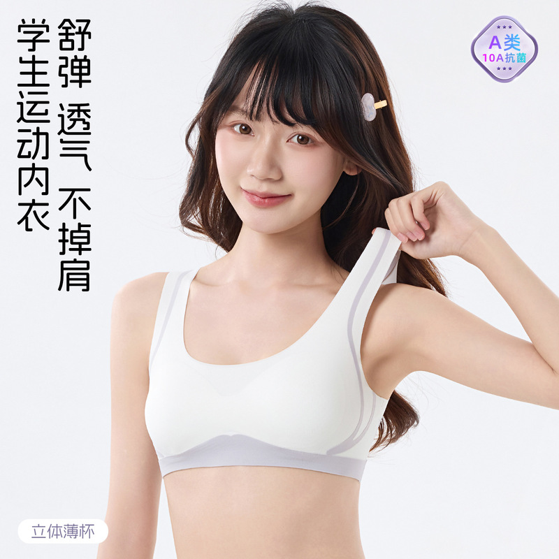 Summer Bra for Teenage Girls in Their Developmental Period, Shock-Proof, Posture-Correcting, Breathable, Suitable for 12-15-Year-Old Middle and High School Students, Anti-Hunchback, Lightweight Bra
