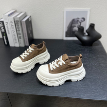 小个子真皮7cm增高厚底鞋女2025秋新款复古百搭轻便松糕休闲板鞋