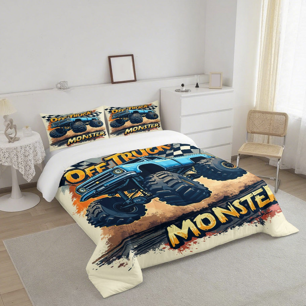 TEMU / JIT nuevo camión 3D impresión digital suave transpirable 180gms colcha colchón conjunto para diseñar