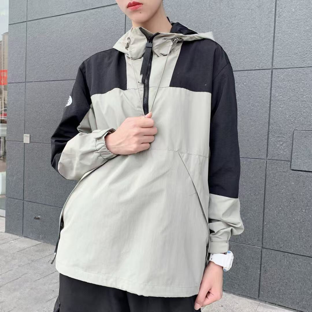 2026 Spring New Style North Face Unisex Color-Block Half-Zip Hooded Jacket Workwear Outdoor Waterproof Coat