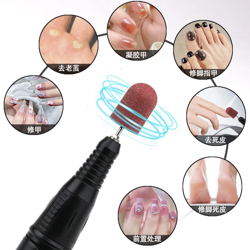 Alta calidad de la tapa de arena de uñas broca para eliminar la piel muerta callo de cuidado de los pies gorra de hilo golpear herramientas de accesorios de molino eléctrico