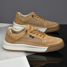 头层真皮男鞋新款板鞋潮鞋潮流百搭运动休闲韩版反绒厚底滑板鞋