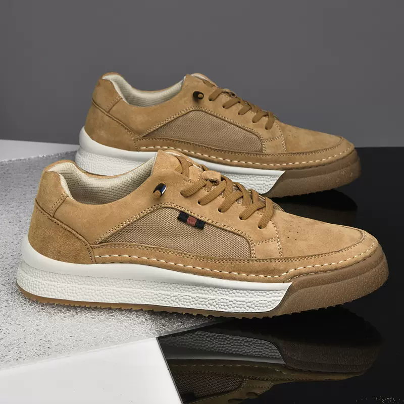 头层真皮男鞋新款板鞋潮鞋潮流百搭运动休闲韩版反绒厚底滑板鞋