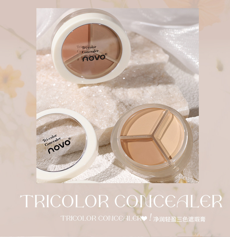 novo Pure and Light Three-Color Concealer Hydrates and moisturizes without powder clog, covering acne marks, spots and tear troughs. Concealer palette undefined