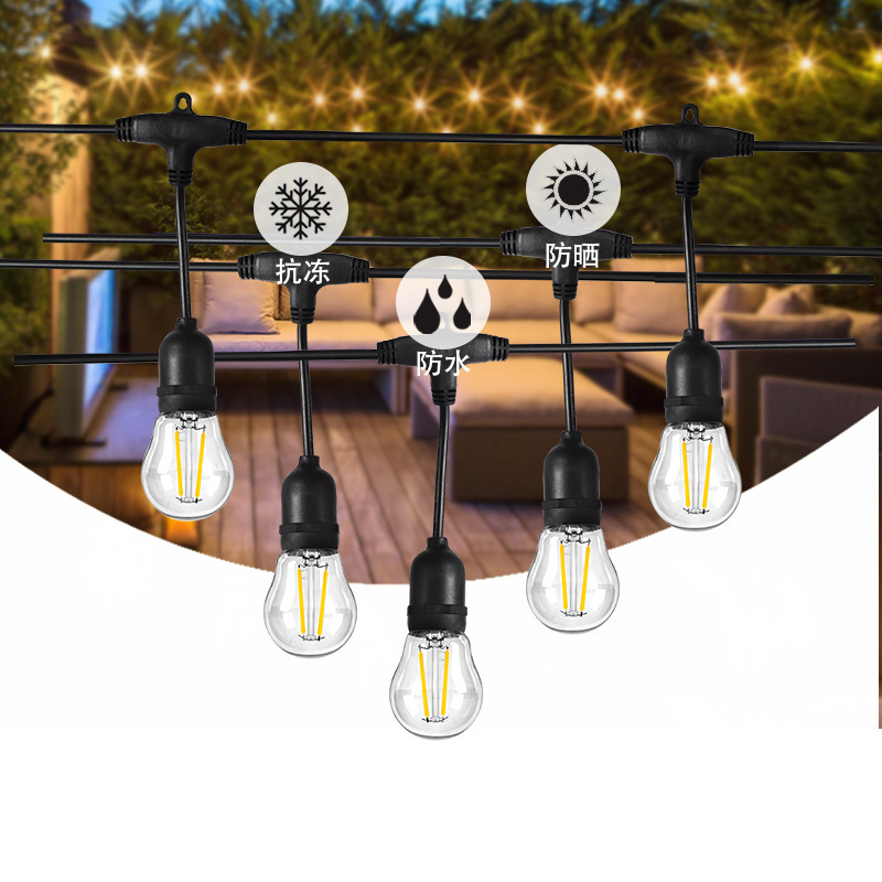 Cross-Border Ambiance Outdoor Waterproof Lighting String Lights for Parks, Night Markets, Courtyards, Balconies, S14 Bulbs, Colorful Holiday Light Strings Cross-Border Ambiance Outdoor Waterproof Lighting String Lights for Parks, Night Markets, Courtyards, Balconies, S14 Bulbs, Colorful Holiday Light Strings