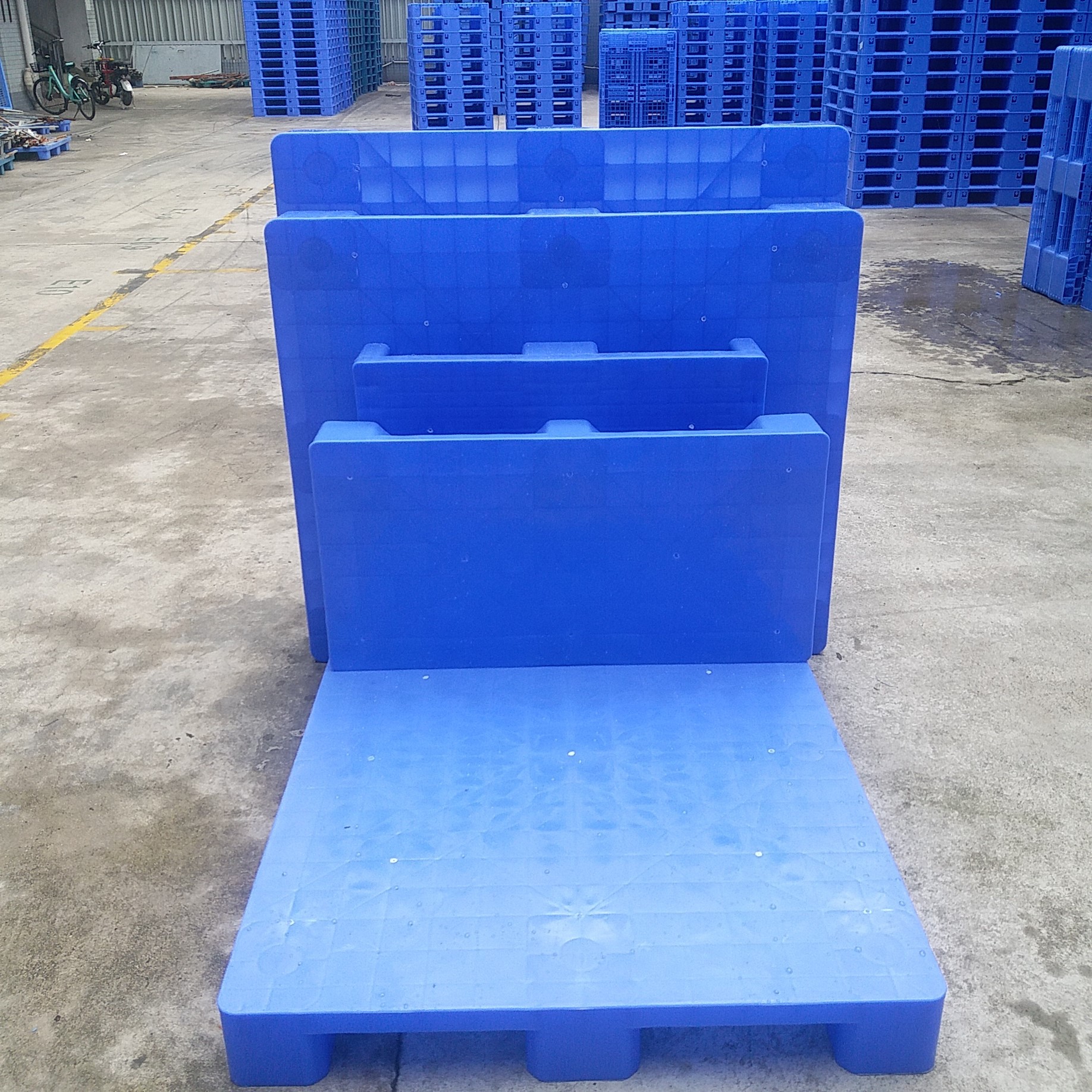 六脚地台板平面田字型塑料托盘九脚型平面栈板川字型组装平面卡板