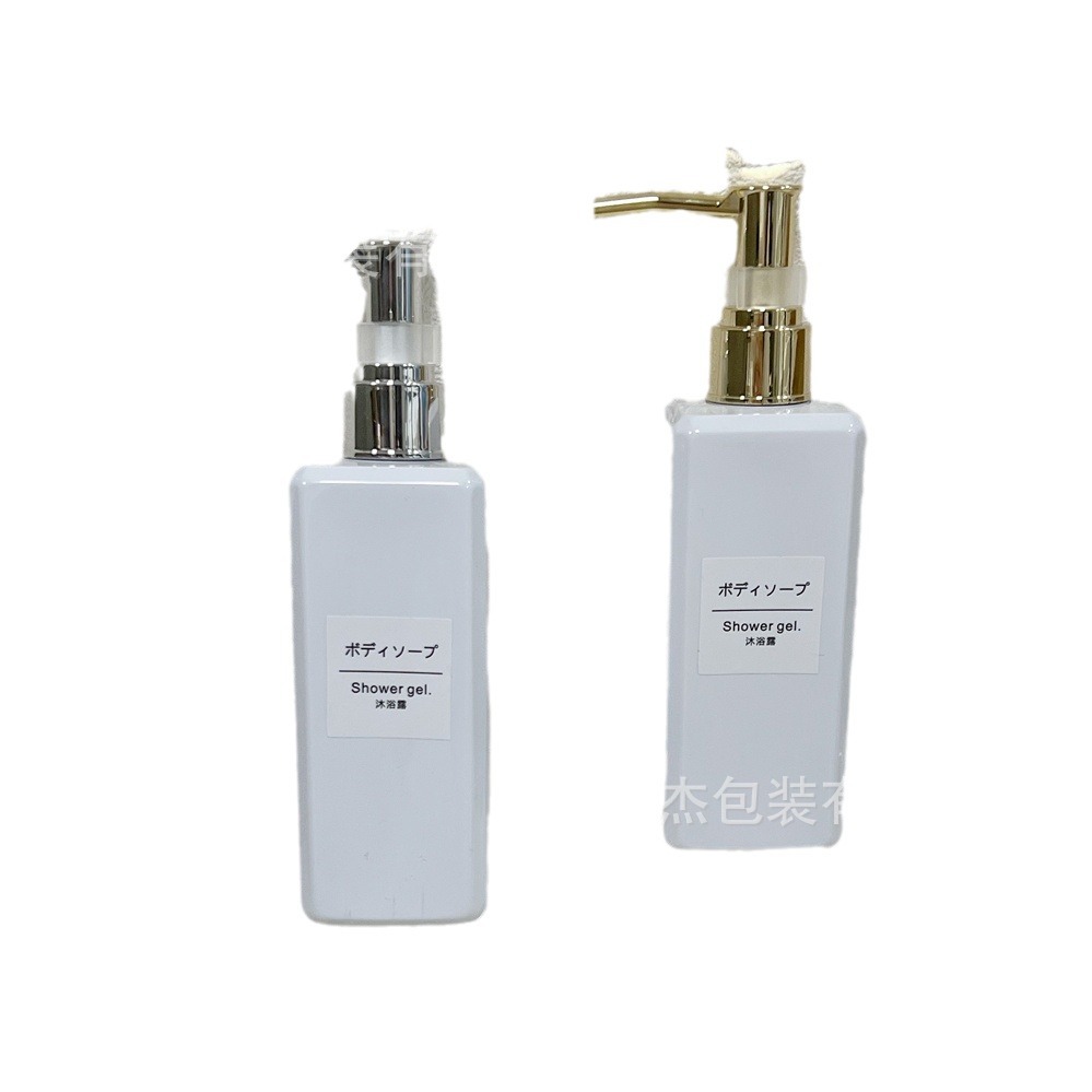 250ml salón de belleza botella de loción cuadrada tipo de prensa Hotel Champú gel de ducha desinfectante de manos botella vacía