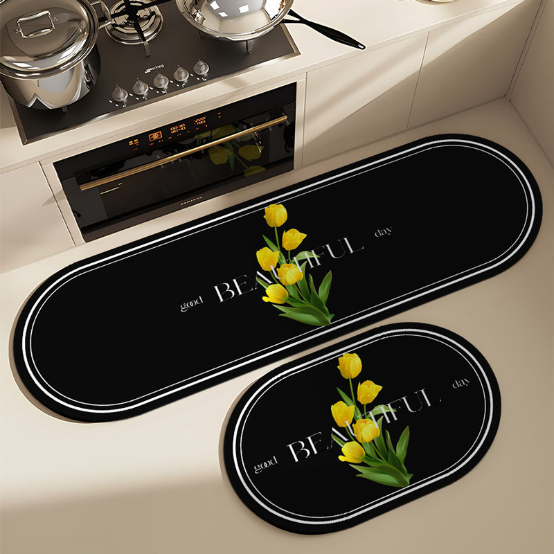 现代简约硅藻泥厨房地垫吸水易打理脚垫家用防滑耐磨餐厅厨房地垫