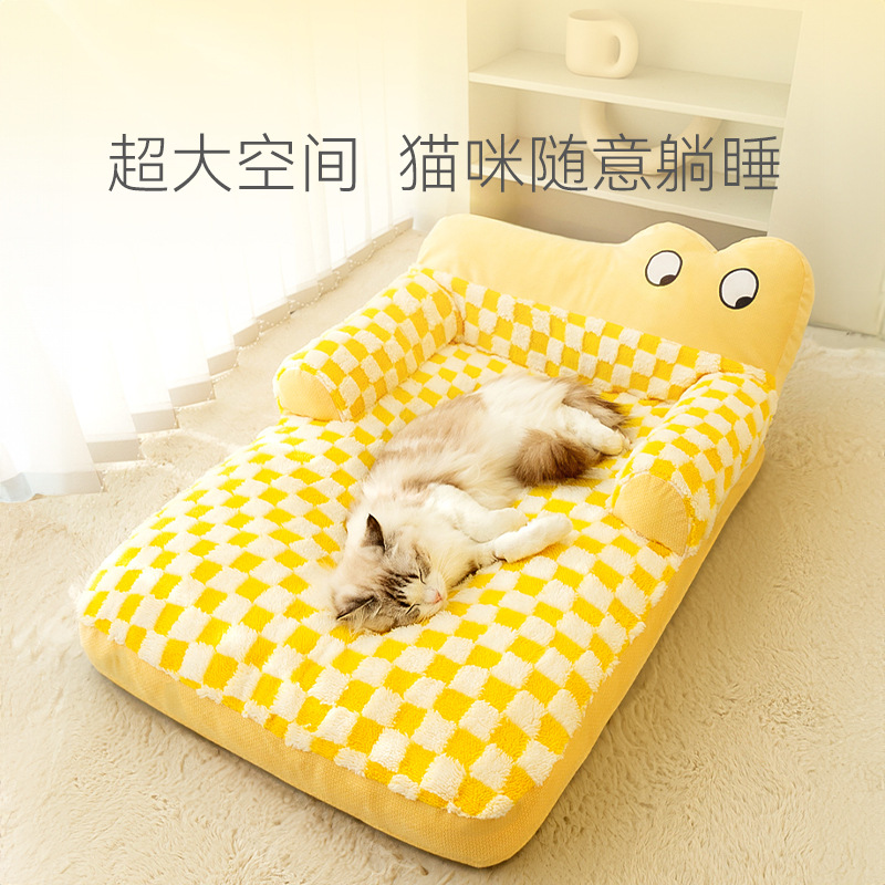 Gato otoño e invierno cálido dormir estera perro ojo grande lindo sofá perrera mascota gato nido cuatro estaciones universal perro mat