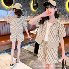 女童網紅套裝2024新款洋氣中大童夏裝衣服兒童短袖短褲夏季兩件套