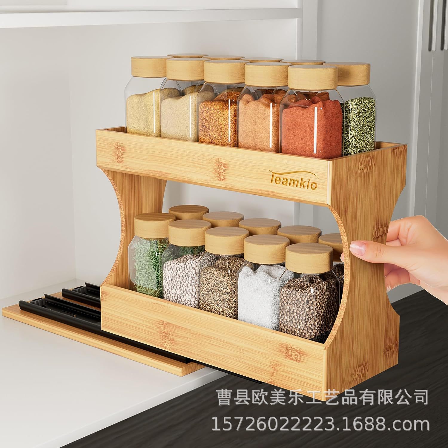 Bamboo and woody seasoning rack house house kitchen table solid wood…