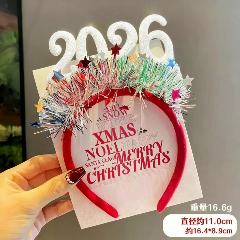 元旦装饰2026发箍跨年活动装扮头饰圣诞晚会头箍氛围拍照道具发饰|undefined