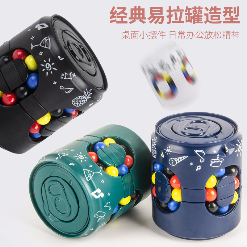 Giroscopio giratorio transfronterizo Niños cubo de Coca-Cola frijoles de Coca-Cola frijoles de dedo nuevo juguete de cubo de Rubik Easy