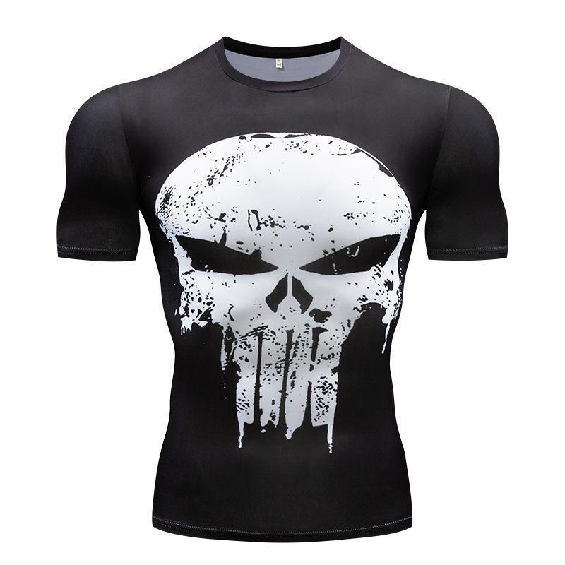 Punisher Superman 3D Digital Printing Short-sleeved T-shirt Captain America Sports Tight Clothes Men's Fitness Clothes Amazon Punisher Superman 3D Digital Printing Short-sleeved T-shirt Captain America Sports Tight Clothes Men's Fitness Clothes Amazon