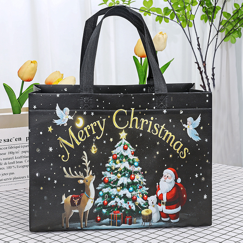 新しいラミネート不織布バッグクリスマスギフトバッグスポットクロスボーダーハンドバッグ熱プレス立体バッグ広告ショッピングバッグ|undefined