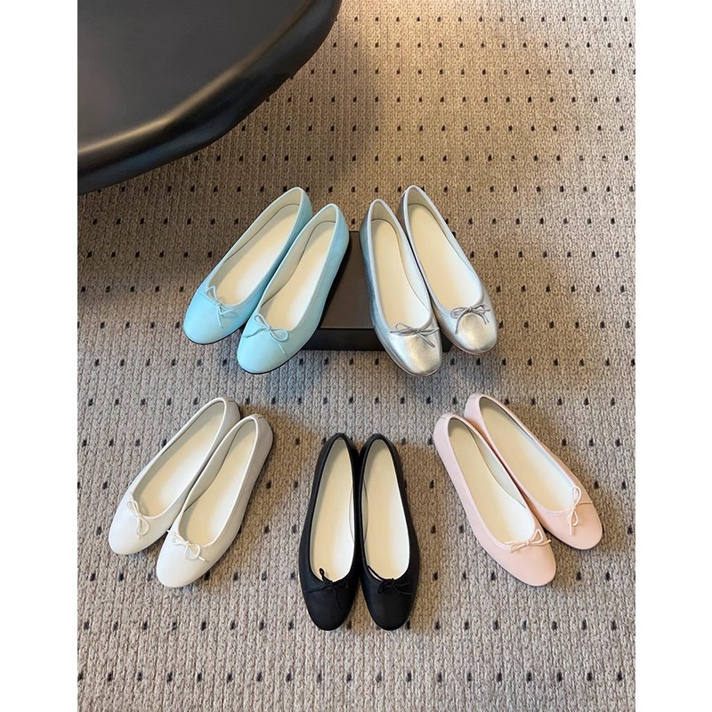 양가죽 버전 ~ 평평한 활 얕은 입 신발 여성의 2025 새로운 기질 늦은 신발 국자 신발 우유 신발