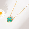 Quality double-sided design necklace stainless steel handmade, four-leaf clover, 15mm, light luxury style