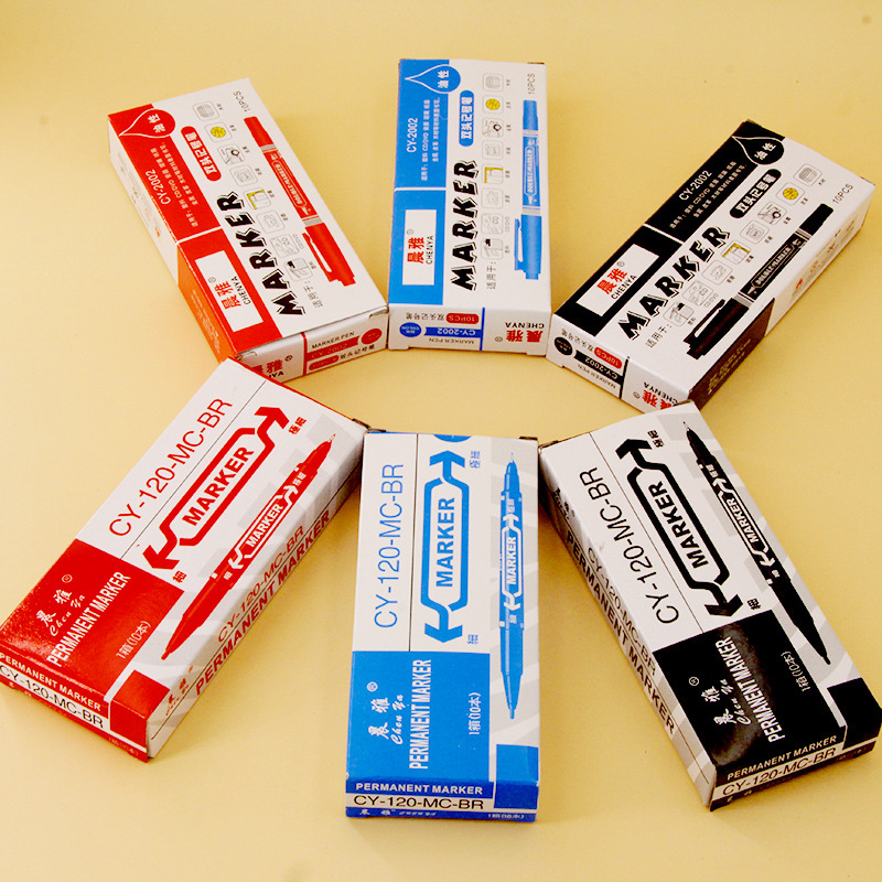 Small double-headed oil-based marker marker pen hook line pen water-based children's painting black stroke art hook pen