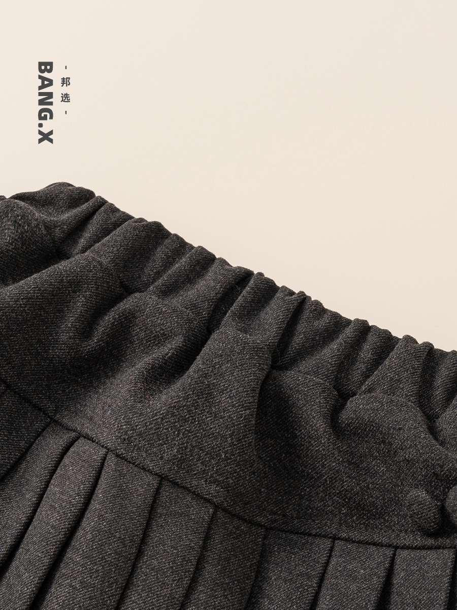 Yubao niños otoño invierno nuevo vestido de busto niñas vestido corto de color sólido, niñas estilo universitario botón de cierre