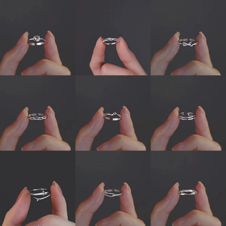 Lotus Ring Women's 2024 New Explosions Sweet Niche Design Open Flower Finger Ring Tail Ring