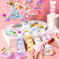 Cream Glue Guka Set, Guka Girl DIY Toy, Guka Plate Full Set, Kids' Handmade Journal Stickers, Gift Box with Seal Wax