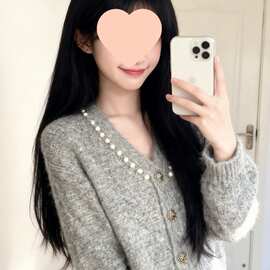 法式绝美穿搭长袖针织毛衣女秋冬新款特别好看的掐腰收腰开衫上衣