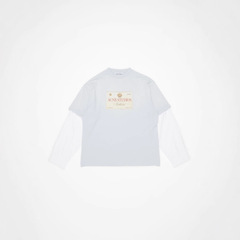 高バージョンの新商品早春新レトロ1996新作プリントカジュアルゆったり偽長袖tシャツ男女同