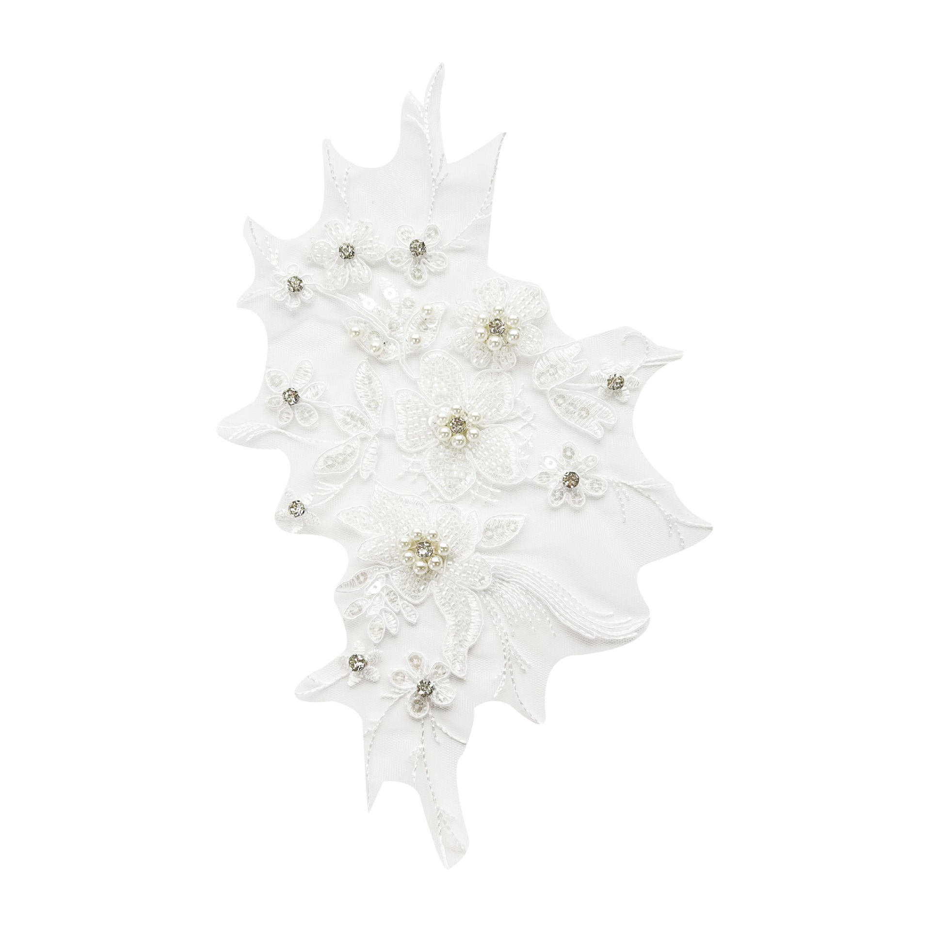 Flor blanca estereoscópica bordada de perlas en flor pegatinas de tela vestido de boda vestido de espectáculo vestido de decoración accesorios de calcomanías image 6