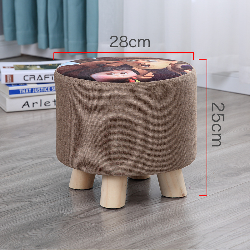 Taburete pequeño Internet celebridad hogar tela taburete bajo sala de estar creativa sofá taburete lindo taburete redondo zapatos Cambio de heces perezoso banco pequeño