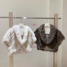 the Walnut「沪千金」狐狸毛车条廓形小斗篷皮草马甲