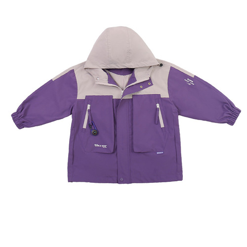 Girls' Jackets Spring and Autumn 2024 New Girls' Autumn Hooded Clothes Children's Autumn Windproof Tops