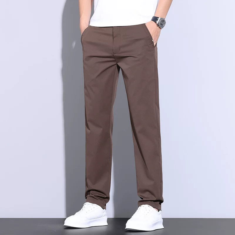 Весна лето эластичные мужские брюки, 2025 год, slim fit, loose straight fit