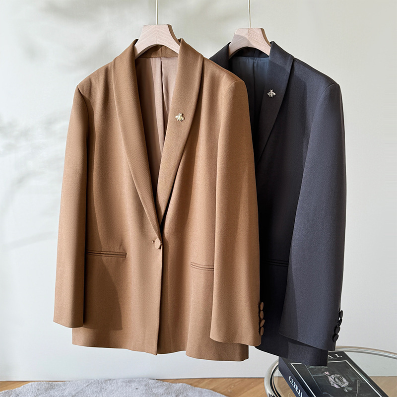 Endi'S*He Model Fine-Spun Wool Tencel Blazer for Women, 2026 Spring Fashion Suit Jacket Top