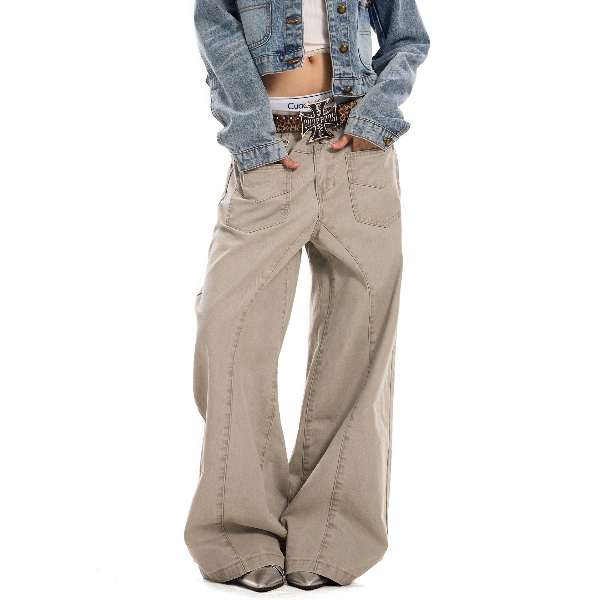 0123Start Reverse Wear Design Niche Cargo Pants for Women Loose American Retro Distressed Casual Straight Pants for Men