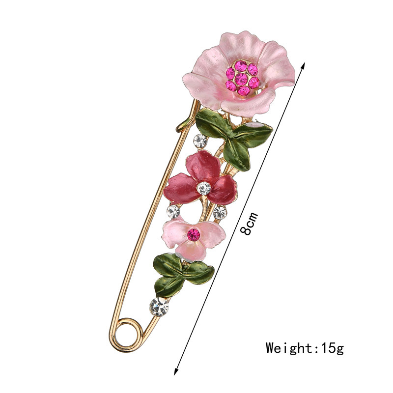 17g Weight Rhinestones Inlay Material Elegant Pin Flower Alloy Enamel Inlay Rhinestones Unisex Brooches