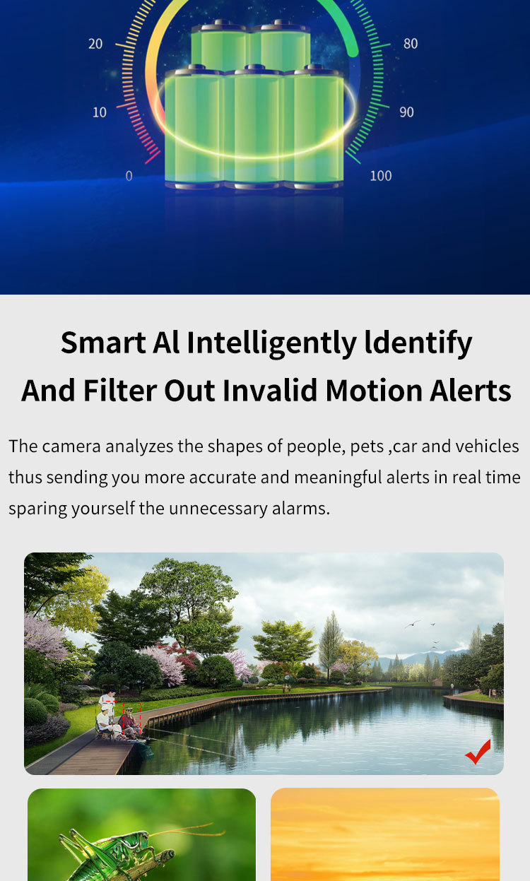 跨境 外贸太阳能监控器360度无死角手机远程室外夜视全景家用