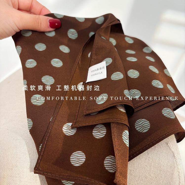 100% Mulberry Silk Scarf 65 Double Crepe Silk Square Scarf Luxury Neck Tie Women's Summer New Thin Scarf - Thumbnail 2