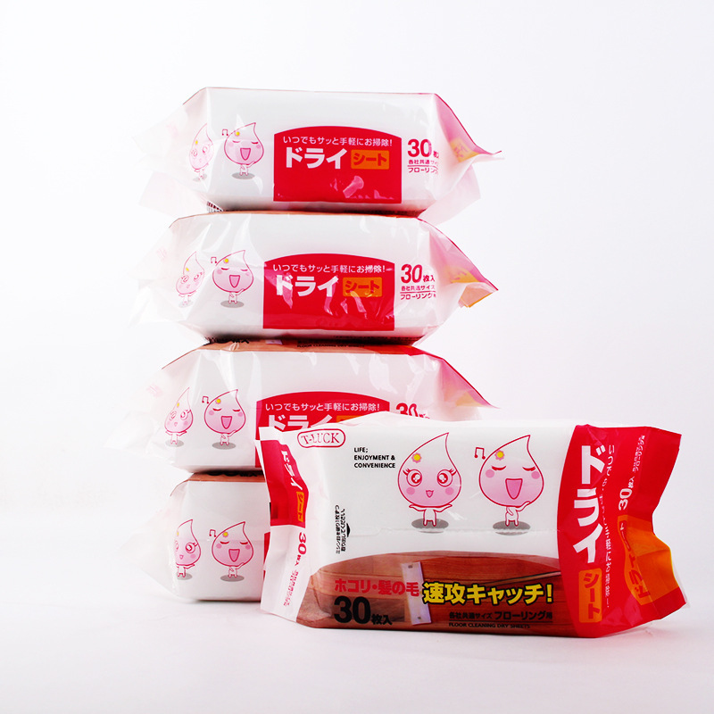 日式家居清洁一次性除尘静电纸毛发吸附平板拖把替换头干巾30片装