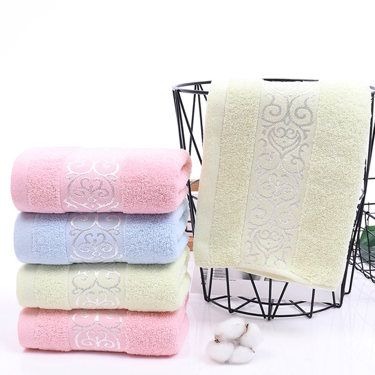 Serviettes en coton en gros pour le visage, absorbantes, à usage quotidien, cadeaux promotionnels, logo brodé, usage domestique, pur coton._voghion.com
