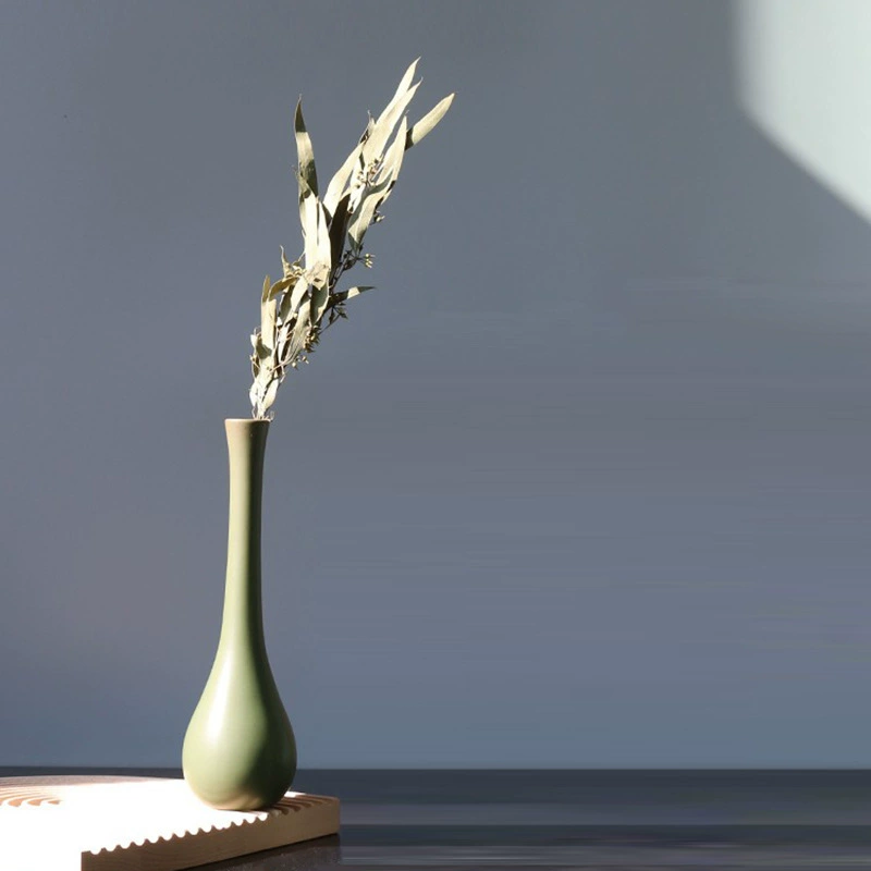 Jingdezhen new Chinese flower arrangement ornaments desktop decoration Zen living room retro craft ceramic vase jade bottle