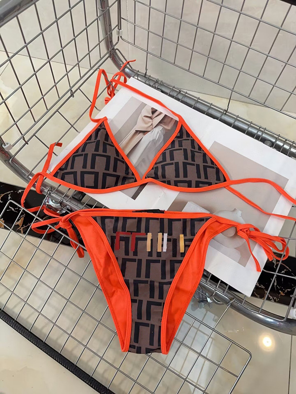 Fendi Underwear Triangle Bikini Brown Orange
