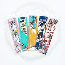 丝巾厂家批发绑包绑发蝴蝶结长条发带飘带小丝巾礼盒绑带OPP包装