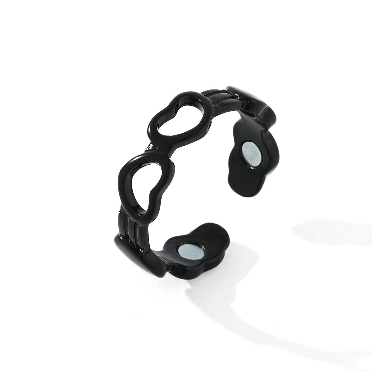 Pulseras de pareja populares europeas y americanas, joyería de metal con superficie lisa, magnética, ajustable y de extremo abierto para hombres y mujeres.